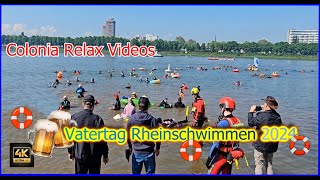 Köln  Cologne Vatertag RheinSchwimmen DUCRheinschwimmen an Himmelfahrt 2024 Germany 4K [upl. by Phaedra]