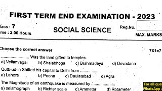 7th social science term 1 quarterly exam original question paper darmapuri dt 2023 2024 English medi [upl. by Eniawtna]