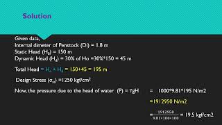 Penstock Pipe Numerical  Penstock Pipe Thickness Calculation  Hydropower Engineering [upl. by Ahsiral111]