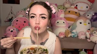 Spicy Udon Noodle Mukbang with Shrimp Egg Rolls and Tempura talkingasmr [upl. by Stretch30]