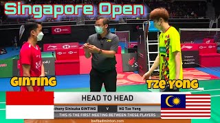 Singapore Open 2022‼️ Ng Tze Yong MAS vs Anthony Sinisuka Ginting INA4 [upl. by Anigue]