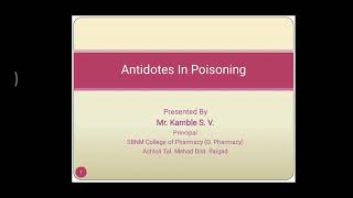 Antidotes in Poisoning Part 1 [upl. by Racklin]