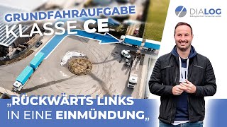 Rückwärts links in eine Einmündung  Grundfahraufgabe Klasse CE Tandemanhänger erklärt  DIALOG BZ [upl. by Tuorah]