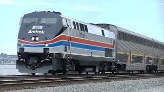 HD Two Westbound Capitol Corridors at Eckley w Amtrak 66 Phase II Heritage [upl. by Glassman]