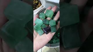 natural green fluorite cube tumbled stone on stock [upl. by Nwahsek]