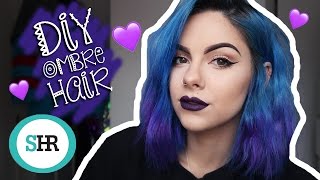 How To DIY OMBRE HAIR in Blue amp Purple [upl. by Ahsikrats]