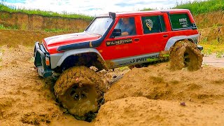 RC CARS Stuck in MUD – Rescue WINCH  Nissan Patrol Gmade 4x4 and RC TRUCK ZIL 131 Axial 6x6 [upl. by Buke]