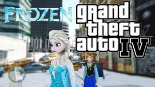 GTAIV アナと雪の女王 アナとエルサが雪のリバティーシティーへ Frozen Anna and Elsa visit in Liberty City GTAIV MOD [upl. by Aicxela]