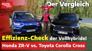 EffizienzCheck der Vollhybride Honda ZRV vs Toyota Corolla Cross  auto motor und sport [upl. by Britte]