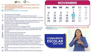 CALENDARIO ESCOLAR 20242025  Noviembre 2024Ministerio del Poder Popular para la Educación MPPE [upl. by Bronson432]