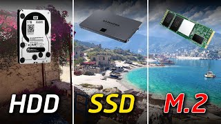 M2 NVME vs SSD vs HDD Loading Windows 10 and Games [upl. by Holzman757]