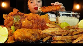 Crunchiest intense Fish and Chips  ASMR Mukbang [upl. by Othella]