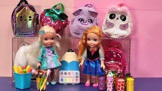 Back to school shopping  Elsa amp Anna toddlers  Barbie dolls  backpack  lunch bag supplies [upl. by Sakul]