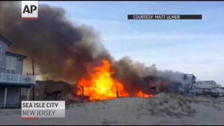 Raw Fire Destroys 3 NJ Beachfront Homes [upl. by Nomolas751]