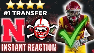 REACTION 1 DB Transfer COMMITS TO NEBRASKA  Ceyair Wright USC  Husker Football Recruiting [upl. by Aggi]