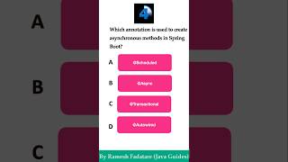Spring Boot Quiz 27  Which annotation is used to create asynchronous methods in springboot quiz [upl. by Ycrad817]