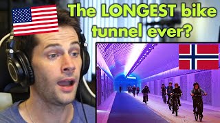 American Reacts to Norway’s Fyllingsdalen Bike Tunnel [upl. by Trilbie929]