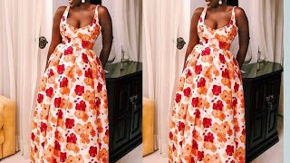 How to cut and sew a gathered dress maxi dress tutorial [upl. by Alverson]