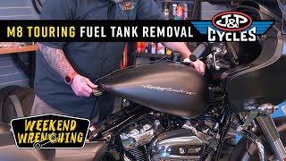 How to Remove a Gas Tank on a Harley Davidson Touring Bike  Weekend Wrenching [upl. by Neruat]