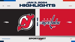 NHL Highlights  Devils vs Capitals  January 3 2024 [upl. by Aisercal]