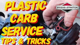 BRIGGS AND STRATTON PLASTIC CARB TIPS AND TRICKS [upl. by Enaujed221]