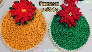 😍 Crochet Navideño 😍 Lindos posavasos tejidos a ganchillo patrón navideño paso a paso [upl. by Nyram]