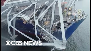 Inside look at massive salvaging effort at Baltimore bridge collapse site [upl. by Ecnadnak]