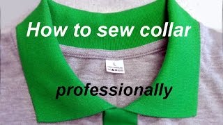 ✂✂ How to Sew a tshirt collar Polo ✂ Jak wszyć kołnierzyk do koszulki polo Kurs szycia [upl. by Ajnotal31]