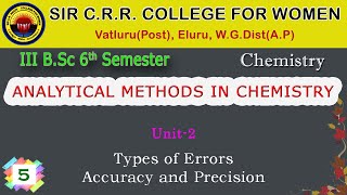 5  BSc 36  Analytical Methods in Chemistry Unit 2  Types Of Errors Accuracy and Precision [upl. by Aleetha]