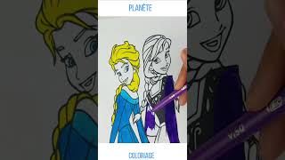 Coloriage Elsa frozen Reine des neiges et Anna Princess disney [upl. by Lekcar970]