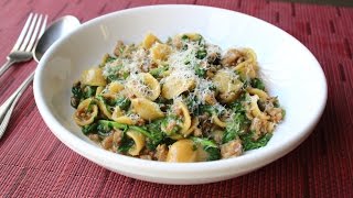 “One Pan” Orecchiette Pasta with Sausage and Arugula  How to Cook Pasta amp Sauce in One Pan [upl. by Millwater]