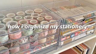 organize my stationery with me 🌟  unboxing new stationery amp lots of washi tapes [upl. by Artinak]