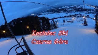 Narty Koziniec Ski  trasy niebieska i czerwona Czarna Góra Omówienie ośrodka narciarskiego [upl. by Sumer665]