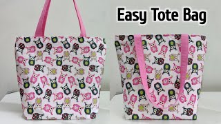 ZIPPERED TOTE BAG TUTORIAL  Simple Tote Bag with Lining  Shopping bag cutting and stitching  Bags [upl. by Fremont]