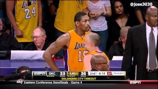 Metta World Peace  Russell Westbrook Get Tangled Up  Thunder  Lakers 2012 NBA Playoffs [upl. by Auhsej]