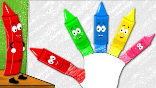 Crayons Finger Family  Nursery Rhymes For Kids  Learn Colors With Crayons [upl. by Teirrah]