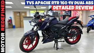 Finally 2024 TVS Apache RTR 160 4V Dual Channel ABS Review  On Road Price Mileage amp Changes [upl. by Parette]