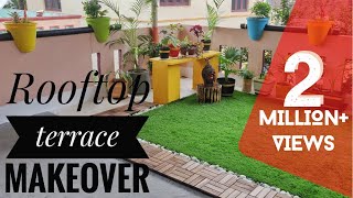 Rooftop Terrace Garden Transformation  Terrace Makeover  DIY Ideas  Small garden design [upl. by Annwahs]