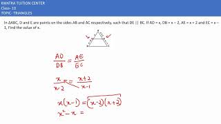 2 In ΔABC D and E are points on the sides AB and AC respectively such that DE  BC If AD  x [upl. by Wiener]