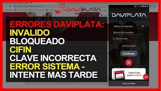 📲Errores Daviplata😱 Invalido BloqueadoCifinclave incorrecta error de sistema y otros🤔 [upl. by Tjader]