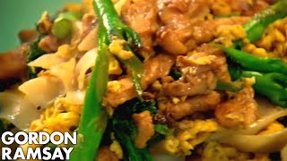 EggFried Rice Noodles with Chicken  Gordon Ramsay [upl. by Annaehs664]