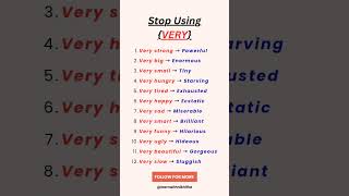 english learnenglishonlinegrammar english adjectives Stop using VERY❤️🗨️📩 subscribe [upl. by Ahsinan]