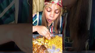 JOLLOF RICE AND BARBECUED FISH MUKBANG nigerianmukbang nigerianjollofrice barbecuedfish [upl. by Mellitz165]