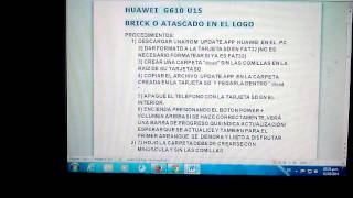 HUAWEI G610 U15 BRICK O ATASCADO EN EL LOGO [upl. by Thorfinn705]