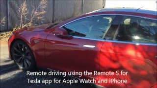 Remotely driving a Tesla vehicle using an app SummonsAutoPark [upl. by Rubio882]