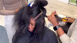 Knotless Box Braids on very full hair [upl. by Radford]