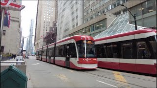 TTC Streetcar Actions amp Bus Actions at King St amp Yonge St March 18th 2024 [upl. by Tesler]