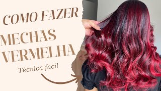 COMO FAZER MECHAS VERMELHAS  FRANCY HAIR  CABELEREIRA [upl. by Kelby]