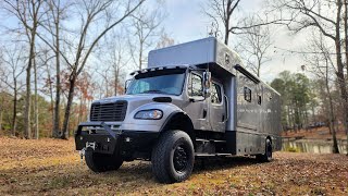 2019 Freightliner M2 Crewcab Doka 4x4 with Showhauler Motorhome Conversion [upl. by Gery]