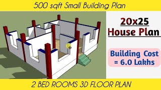 20x25 Small house Plan  500 sqft building plan design  2025 Makan ka naksha [upl. by Onibag575]